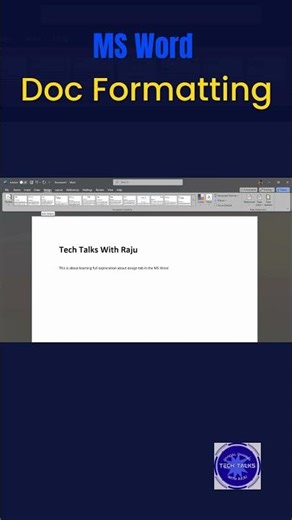 MS Word లో Document Formatting | 1 Minute Shortcut Trick | Tech Talks with Raju