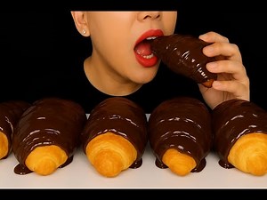 ASMR Chocolate Croissant 🥐 Sweet & Crunchy Eating Sounds!