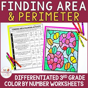 Area and Perimeter for 3rd Grade Color by Numbers 3.MD.5 3.MD.6 3.MD.7 3.MD.8