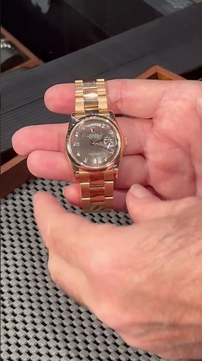 Rolex President Day Date Rose Gold Mother of Pearl Diamond Dial 118205 Review | SwissWatchExpo