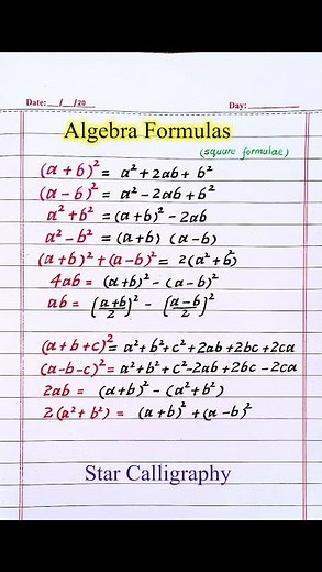 Algebra Formulas | Basic Formulae of Algebra | Maths Formulas | Square Formula #algebra #shorts