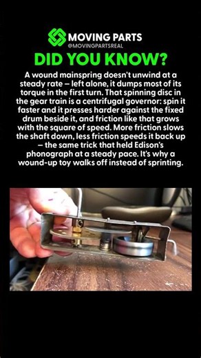 A SPINNING WEIGHT IS WHAT STOPS THIS SPRING FROM SPRINTING OFF