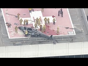 AIR7 over scene of "down" helicopter at USC-County Hospital helipad | ABC7