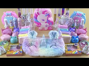 UNICORN SLIME | Mixing makeup and glitter into Clear Slime | Satisfying Slime Videos 1080p