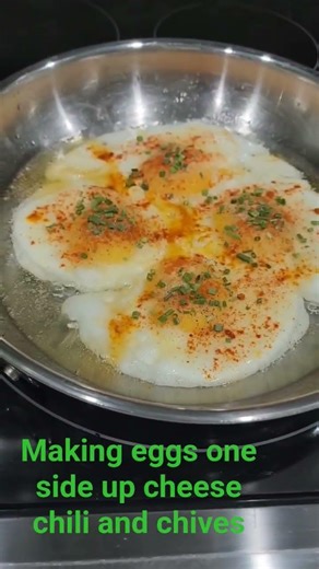 making eggs one side up with cheese chili and chives #music #food #lifeisbutadream #love #fyp