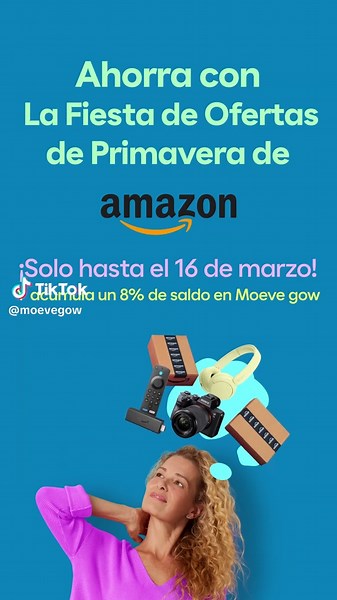 Aprovecha La Fiesta de Ofertas de Primavera de @Amazon. Realiza tus compras a través de la app Moeve y llévate un 8% de saldo con las compras que realices en las categorías de audio & Hi-Fi, fotografía y videocámaras, informática, software, TV, vídeo, home cinema y videojuegos físicos.