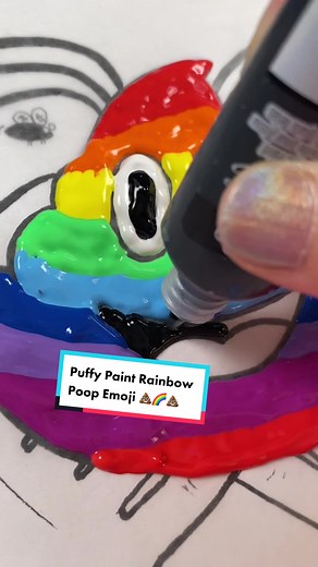 Puffy Painting a Rainbow Poop Emoji Experiment