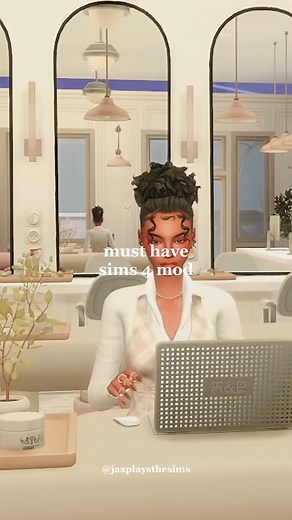 this custom career is sm fun — you can even take your sim to the salon to get their hair done 🎀 I’m obsessed! build by the lovely @bbygyal123 — all of her builds are beaut! 💓 #sims4 #sims4tok #simtiktok #thesims4 #sims4mods #ts4mods #sims4aesthetic