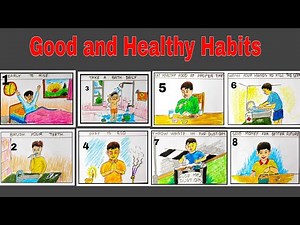 Good and Healthy Habits Eight Drawings/ Good Habits chart Drawing for school project,step by step.