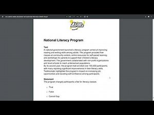 Civil Service Verbal Test - Practice Scenario - national literacy program