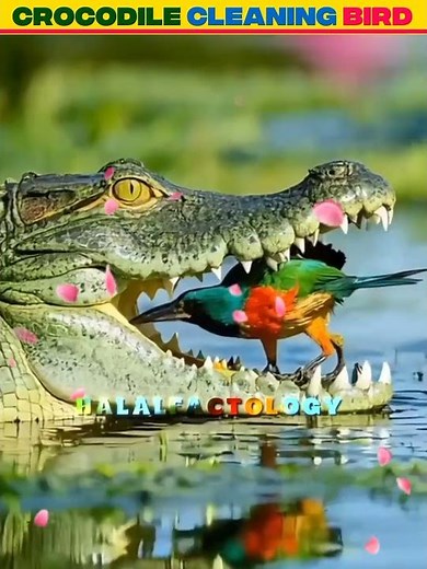 The Bird That Cleans a Crocodile’s Teeth🐊|Egyptian Plover Bird Miracle🦷#halalfactology #animals