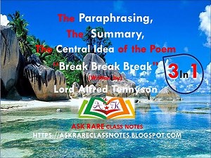 The Poem "Break Break Break" Written by Lord Alfred Tennyson #paraphrasing #summary #centralidea