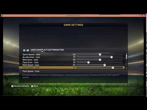 FIFA15 best settings for USER GAMEPLAY CUSTOMIZATION