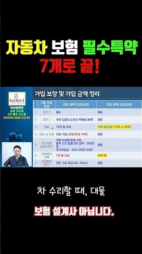 [자동차 보험] 7개 특약만 가입하면 끝! 다른거 하지 마세요! #반값 보험료 만들기 #필수특약 #보험다모아비교 #다이렉트가 훨씬 싸요