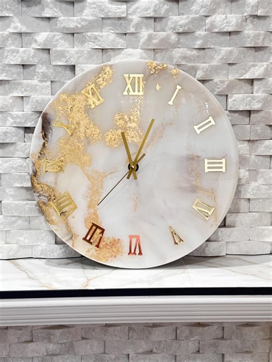 Gold Leaf Wall Clock, Marble Resin Clock. Unique Modern Home Decor. Housewarming Gift. - Etsy