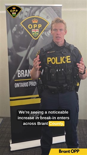 Brant residents, break and enters are on the rise as the weather warms up. Stay vigilant and protect your property. Together, we can keep our community safe. County of Brant #BrantOPP ^jb | Ontario Provincial Police - West Region