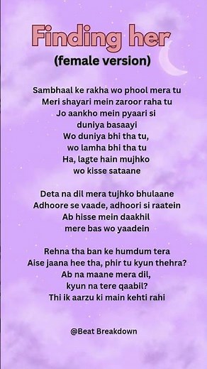 Tanishka Bahl - Finding her (female version) #lyrics #lyricssong #findingher #kuahgra #tanishkabahl