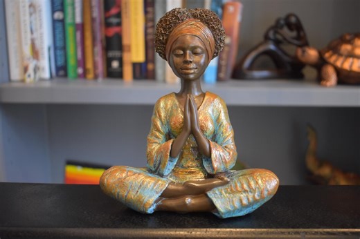 Hand-painted West African Yoga Woman Figurine: Spiritual Meditation Decor - Etsy
