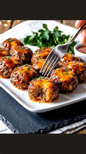 Cheesy Stuffed Meatloaf Bites 🥩 Protein 25g These adorable mini meatloaves are perfectly portioned and packed with flavor. Each juicy bite is stuffed with a cube of cheddar cheese for a gooey surprise inside, then glazed with a sweet and savory sauce and topped with even more melted cheese. They are a hit with kids and adults alike! 📝 Ingredients: 🧀 ✦ 1.5 lbs Lean ground beef ✦ 1 Small onion, finely diced ✦ 1/2 cup Breadcrumbs (panko or Italian style) ✦ 1 Large egg ✦ 1 tbsp Worcestershire sau