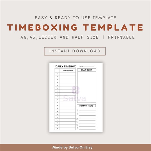 Timeboxing Planner Template: Brain Dump, Priorities (digital Download) - Etsy