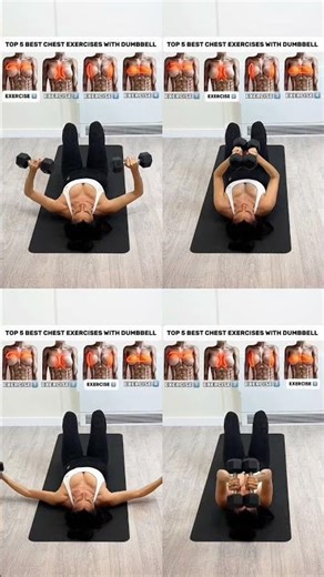 📌Top 4 best Chest exercises with dumbbell🔥