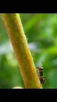 Black ants tickle aphids like they're milking tiny cows for breakfast #shorts
