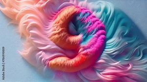 Furry number font. Easy editable digit. Soft and realistic fur. Number with blue fluffy hair