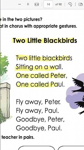 Two Little Blackbirds | Class 1 English Rhyme | First Grade English Poem for Kids