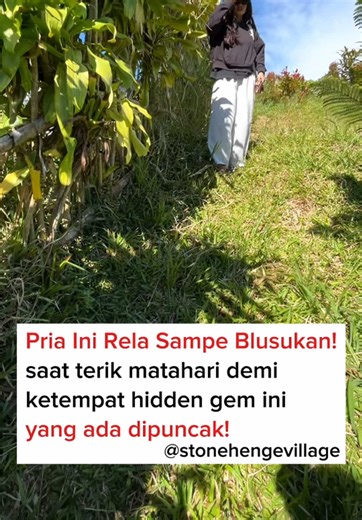 rela banget sampe blusukan ke hutan demi ketempat ini! BOOKING SEKARANG 📍 Info reservasi : 085780180766 Instagram : Stonehengevillage_