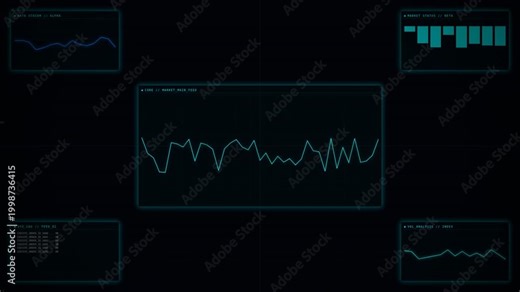 Dynamic Data Visualization Animation Showing Real-Time Graphs and Analytics in Modern Tech Style