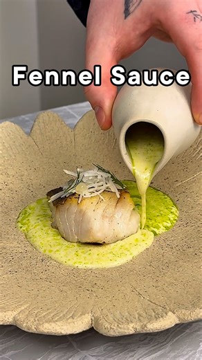 Gronda on Instagram: "Get the Recipe on @gronda Find the link in the bio. Chef @gourmet_guilherme creates a refined fennel sauce where gentle caramelization develops depth before simmering in stock until tender. Blended with cream and butter, then strained for silky texture, this elegant preparation supports main ingredients without overpowering them. The technique demonstrates how proper roasting and careful blending can transform vegetables into sophisticated sauces that add warmth and balance
