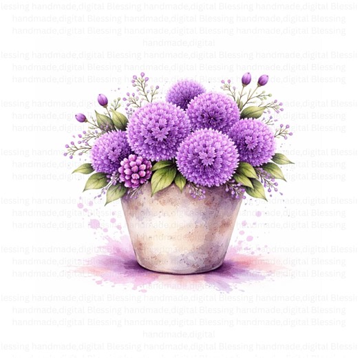 Watercolor Flower Pot Clipart, 12 Mixed Floral Ceramic Vase Jpgs, Botanical Art, Digital Download - Etsy