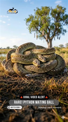 RARE Python Mating Ball in the Okavango Delta! 🐍 #Shorts #Wildlife #snake