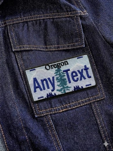 Custom Oregon License Plate Embroidered Patch, Personalized Tree Iron on Badge - Etsy