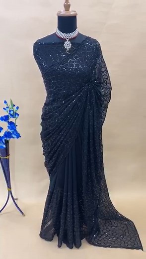 HEAVY GEORGETTE FABRIC ON BEAUTIFUL EMBRODIERY SEQUENCE ZAL WORK ALL...