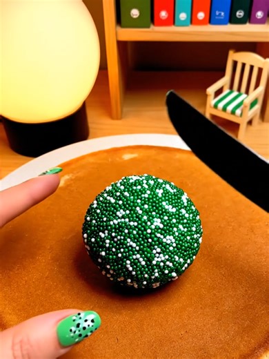 Pancake Art: Green and White Beads Creation