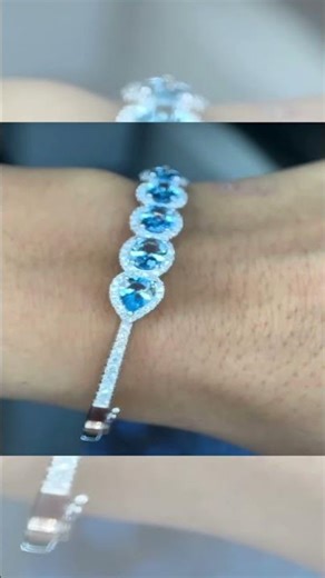 Ocean Dreams! 🌊 Stunning Aquamarine & Diamond Halo Bangle in White Gold | Kay's Fine Jewelry ✨
