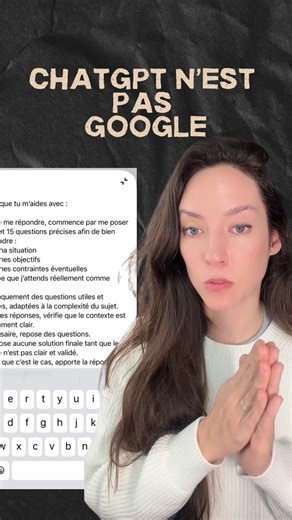Ninon Ia on Instagram: "Je veux que tu m’aides avec : [TA DEMANDE] Avant de me répondre, commence par me poser entre 5 et 15 questions précises afin de bien comprendre : ma situation mes objectifs mes contraintes éventuelles ce que j’attends réellement comme résultat Pose uniquement des questions utiles et concrètes, adaptées à la complexité du sujet. Après mes réponses, vérifie que le contexte est suffisamment clair. Si nécessaire, repose des questions. Ne propose aucune solution finale tant qu