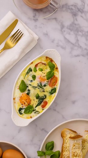 Easy, cheesy and ready to impress! 😋 Whisk, layer and cook your way to perfect Cheesy Baked Eggs with Dairyworks Italian Blend Grated Cheese. Shop now at Village Grocer, BIG and Jaya Grocer online. | Dairyworks, Malaysia