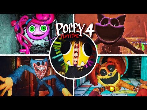 ALL Chase Scenes + Yarnaby Jumpscare - Poppy Playtime: Chapter 1-4 Comparison (4K Showcase)