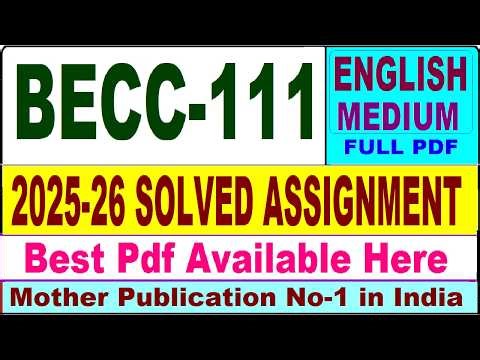 BECC 111 solved assignment 2025-26 || becc 111 solved assignment 2026 in English || ignou becc111
