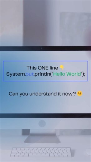 Java from Zero ☕ | Basics on Instagram: "Java from Zero ☕ One line. Fully understood 😌 If you get this, Java is EASY. Save & follow for more 🥄 #JavaFromZero #HelloWorld #LearnJava #JavaBeginners #CodingReels ProgrammingIndia"