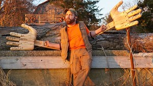 Funny Woodworker Builds Giant Articulated Wooden Hands to Help Maintain Proper Social Distancing