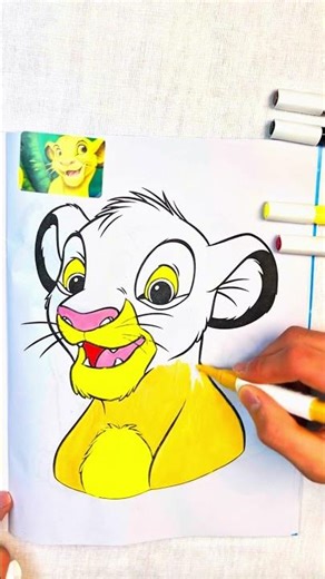 Simba Comes to Life! 🦁🎨 Coloring Magic #colors #shorts