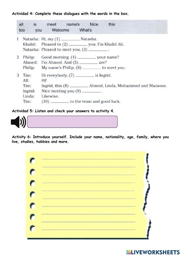 Pdf online activity: Introducing yourself