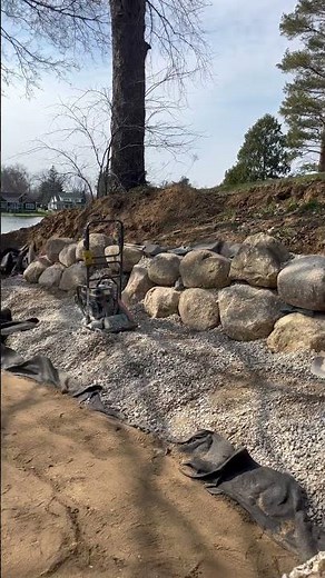 Building a two level Boulder retaining wall
