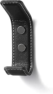 2 Pack Black Leather Coat 2 Hooks Wall for Hanging Rectangle Coat Hooks for Hanging Robe Towels Bags Hats Scarf Keys Clothes Suitable for Bedroom, Entryway and Closet