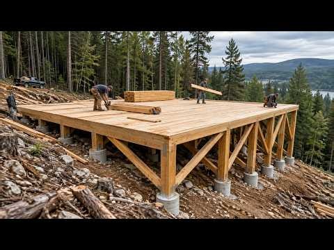 Building a 2-Story Log Cabin in the Woods | Start to Finish