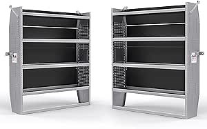 AA Products SH-6005(2) Steel Mid/High Roof Van Shelving Storage System Fits Transit, NV, Promaster and Sprinter, Set of 2 Van Shelving Units, 52''W x 60''H x 13''D