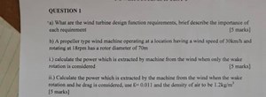 Question 1a) What are the wind turbine design function requir... | Filo
